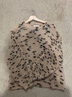 Grade & Gather Speckled Crewneck Sweater in Beige and Black